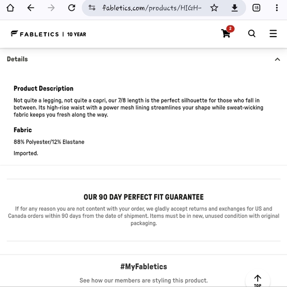 Fabletics Highwaisted Powerhold 7/8 Leggings - Picture 2 of 4